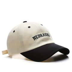 Retro Splicing Letter Embroidery Sun Hat Baseball Cap For Couple