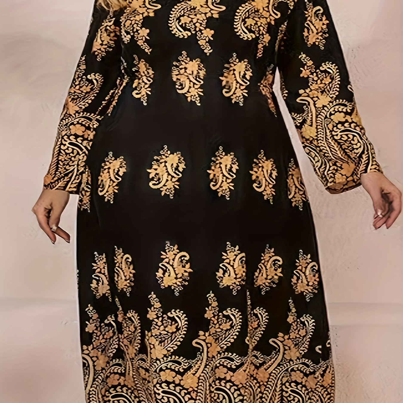 Boho Dress Paisley Print Long Sleeve Maxi Dress
