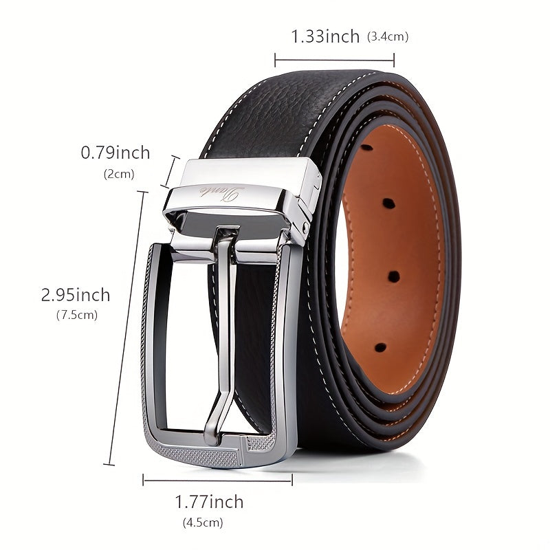 Men's Leather Belt Pin Buckle Business Suit Waist Strap