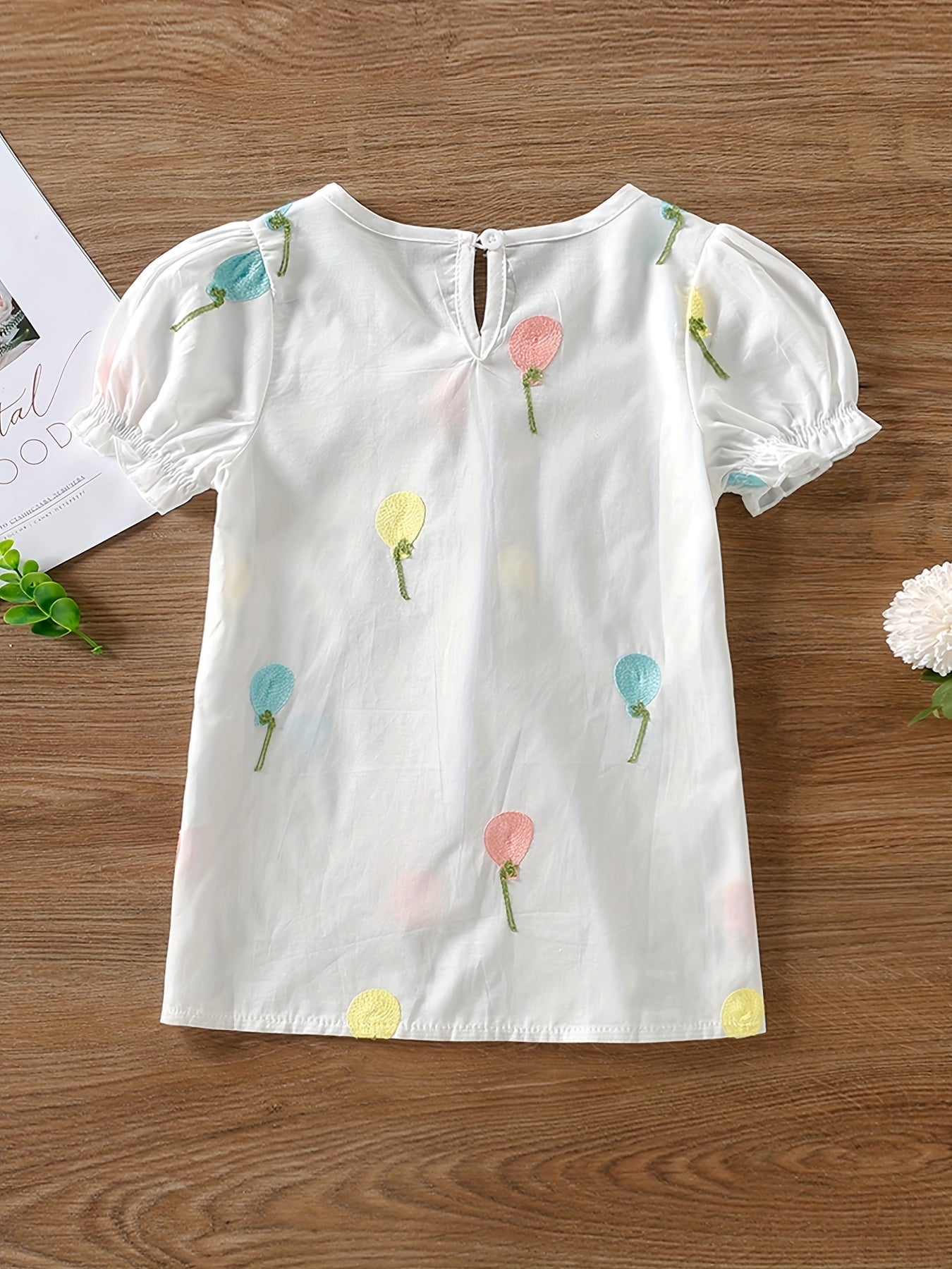 Toddler Girls Colorful Balloon Embroidery Blouse Shirt