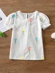 Toddler Girls Colorful Balloon Embroidery Blouse Shirt