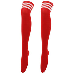 Striped Trim Thigh High Socks Over The Knee Women's Stockings