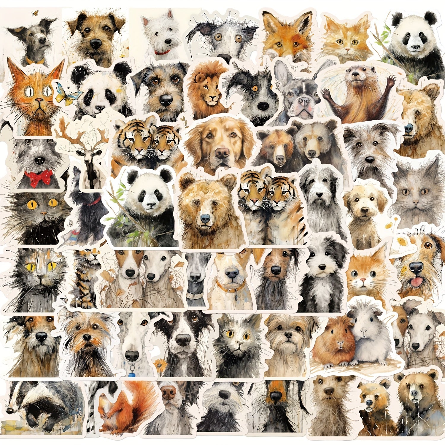 50pcs Cartoon Fried Animal Series Graffiti Stickers Waterproof DIY Sticker Pack