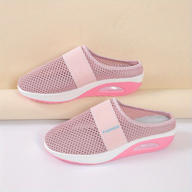 Women's Mesh Breathable Half Slippers Soft Air Cushion Shoes