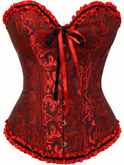 Strapless Corset Bustier Tummy Control Lace Up Jacquard Body Shaper