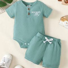 2pcs Baby Boys Mama's Boy Short Sleeve Onesie & Shorts Set