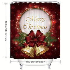 Christmas Bell Shower Curtain Happy Kids Year Decoration