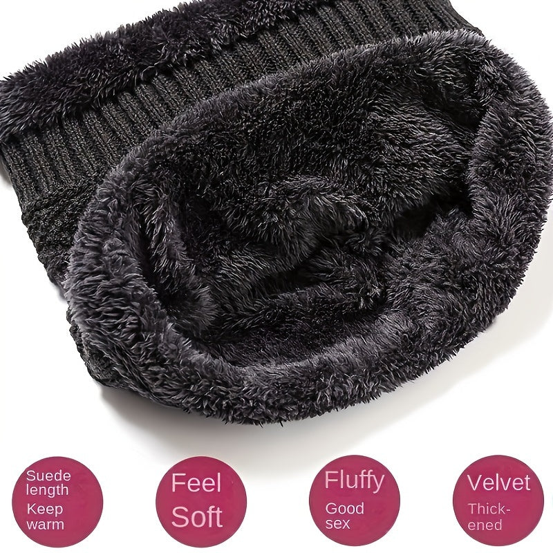 Men's Winter Knitted Hat Thickened Velvet Warm Hat