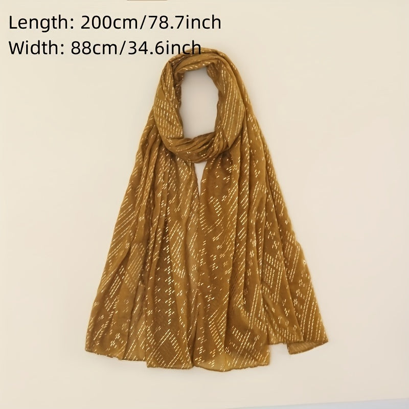 Hot Stamping Shawl Thin Breathable Scarf Retro Solid Travel Casual Hijab