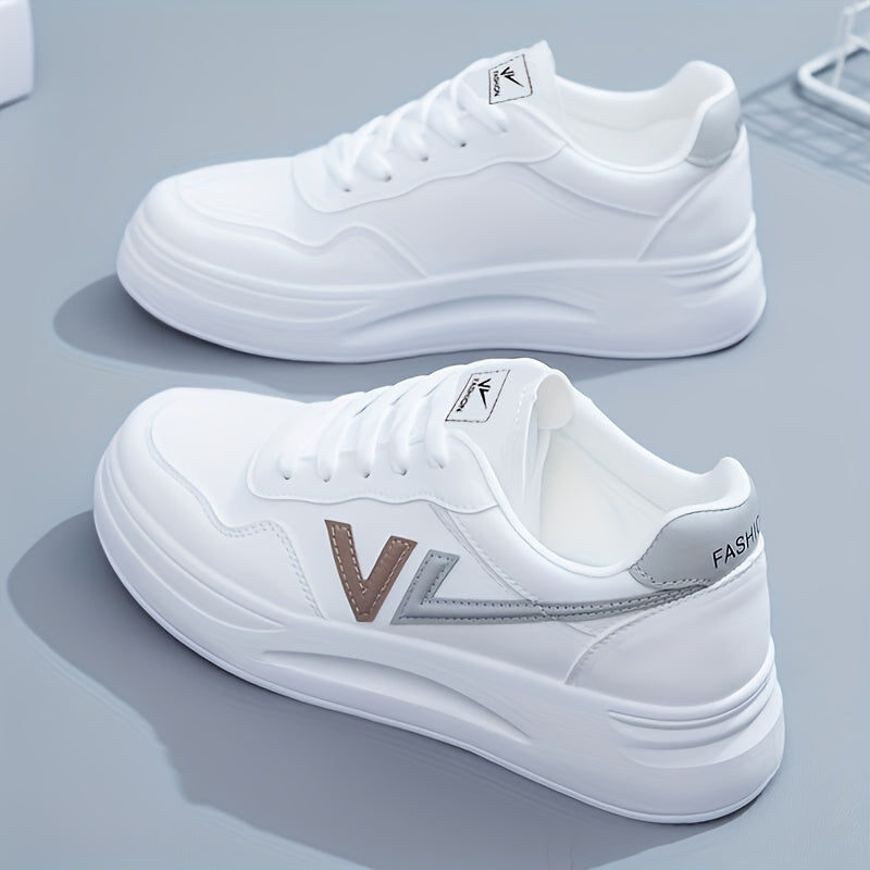 Women's Letter Decor Platform Shoes Casual Lace Up Outdoor Sneakers