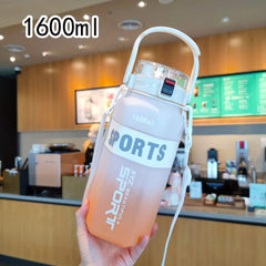 1600ml Gradient Plastic Water Cup Double Drinking Straw