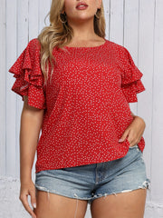 Polka Dot Layered Sleeve Blouse