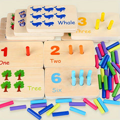 Colorful Wooden Number Matching Game Toy Ages 5-10 Recognition Skills Pegs Board