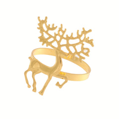 Golden Deer Napkin Ring Cast Iron Polished Metal Rings