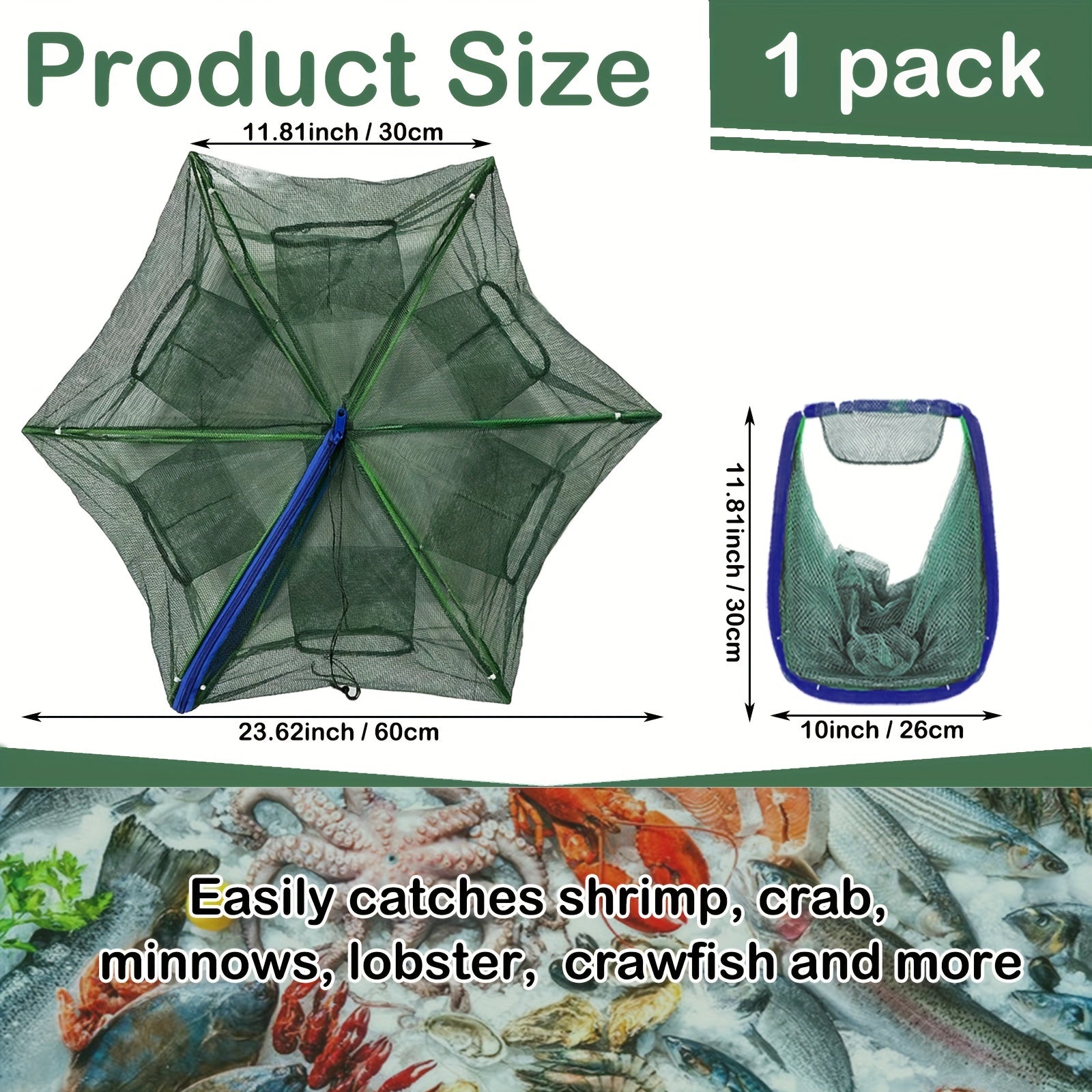 Foldable Fish Bait Trap for Minnows Crabs Crawfish Shrimp