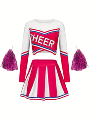 Long Sleeve Cheerleading Outfits Girls Comfy Set For Party Sports Performance