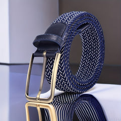 Men's Woven Perforated Buckle Belt for Casual Dating Wear