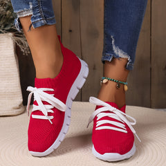 Women's Lightweight Red Running Shoes Anti-slip Sneakers