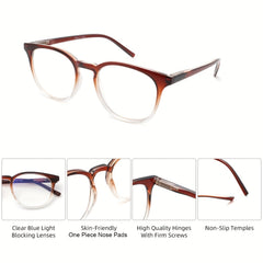 Retro Round Reading Glasses Light Blocking Anti Fatigue Presbyopia Reader