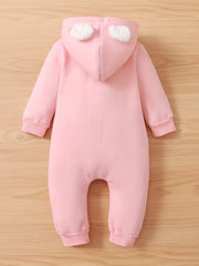 Infant Cloud Print Jumpsuit w/ Bear Ears Hood & Pocket - Newborn Baby Gift