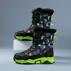 Boy's High Top Snow Boots Warm Fleece Cozy Non slip Boots Plush Comfy Outdoor