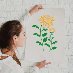 Chrysanthemum Bamboo Pattern Stencil for DIY Painting on Wall Fabric Furniture
