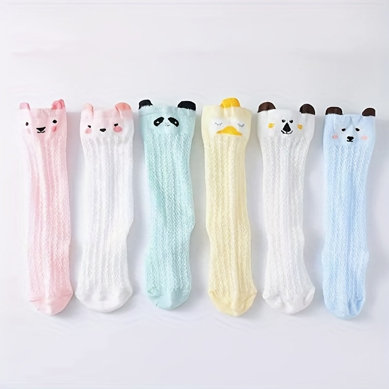 3 Pairs Baby Cotton Blend Over-the-Knee Socks Cartoon Animal Design