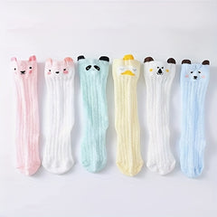 3 Pairs Baby Cotton Blend Over-the-Knee Socks Cartoon Animal Design