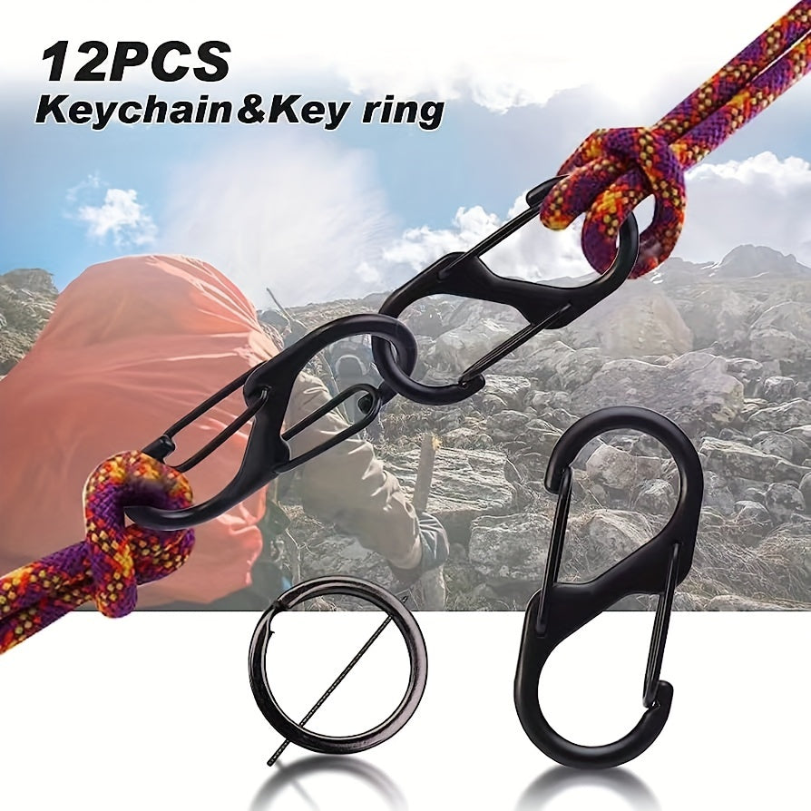 5pcs S Carabiner Clip Snap Hooks For Keychain Fishing Camping Outdoor Sports