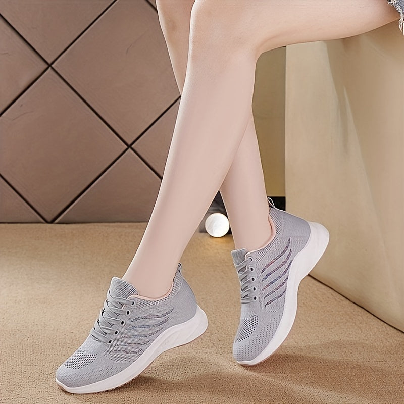 Breathable Heighten Woven Running Shoes Lightweight Thick Bottom