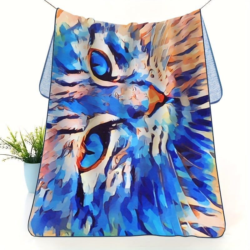 Cat Pattern Hand Towel Microfiber Quick Drying Soft Face Towel