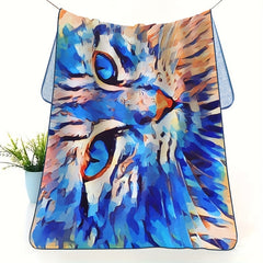 Cat Pattern Hand Towel Microfiber Quick Drying Soft Face Towel
