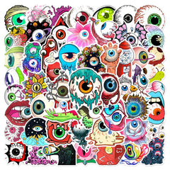 60pcs Horror Eyeball Doodle Stickers Waterproof DIY Creative Toy