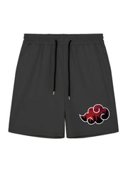 Cloud Pattern Active Shorts Men's Casual Stretch Waist Drawstring Shorts