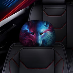 Smoking Wolf Print Car Headrest Cover - Christmas Gift