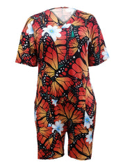 Casual Romper Women's Short Sleeve V Neck Romper