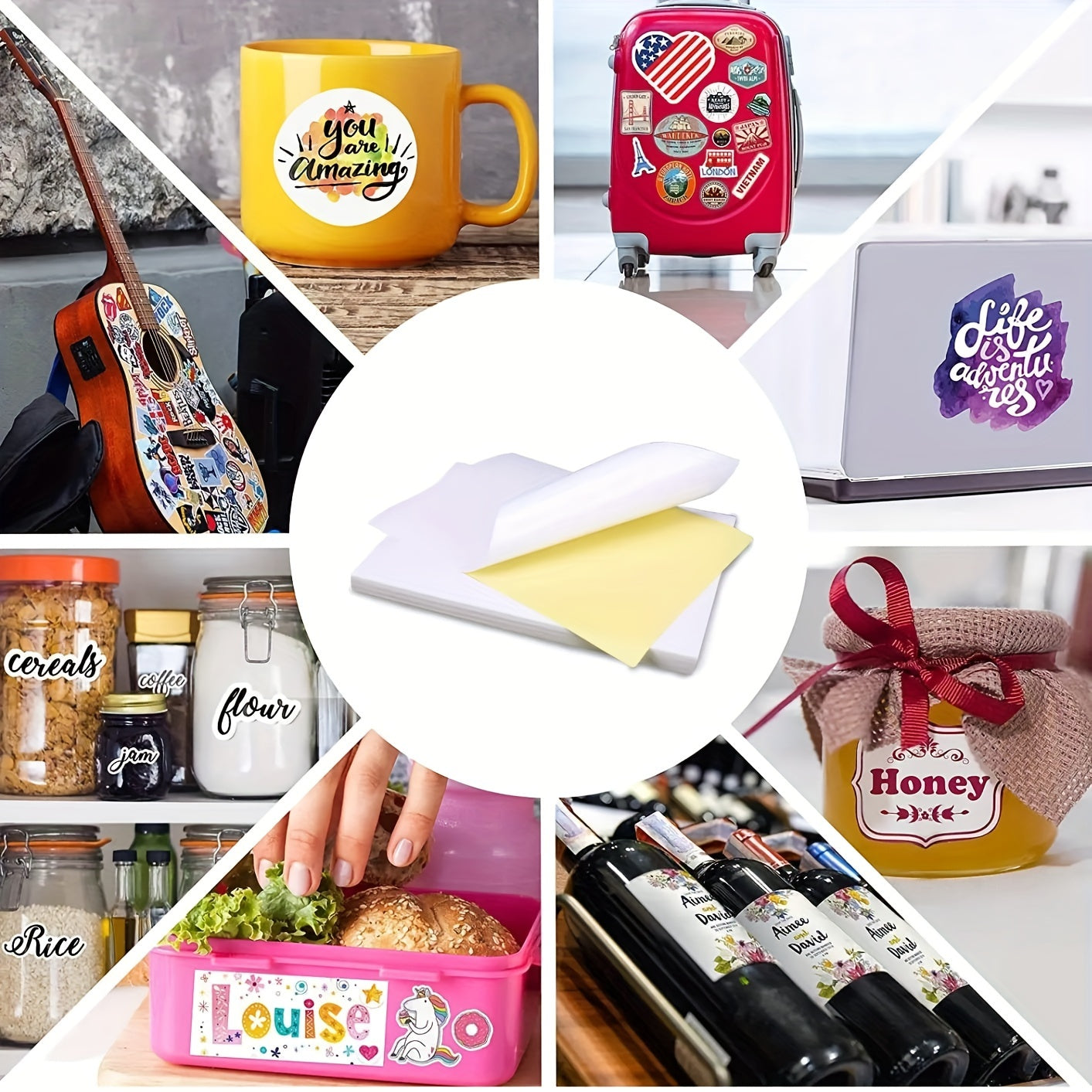 50 A4 Self Adhesive Sticker Labels for Inkjet Printers Matte or Glossy