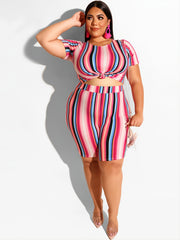 Striped Top & Biker Short Set