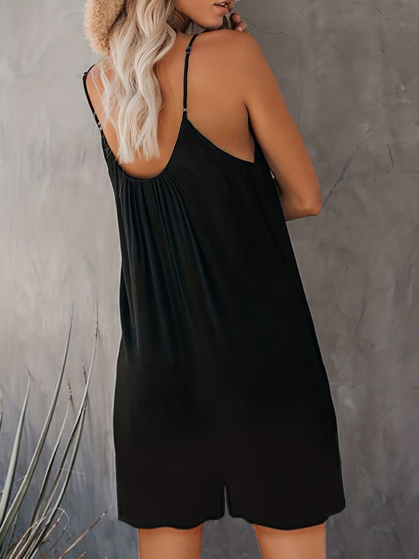 Ruched Cami Rompers Casual Sleeveless Rompers With Pockets