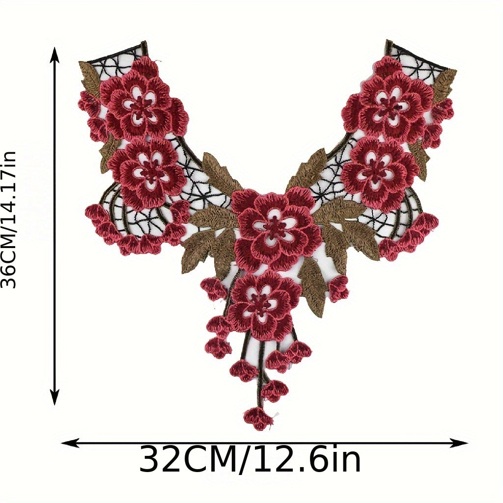 3D Collar Flower Lace Fabric Applique for DIY Lady Dress