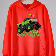 Truck & Clover Graphic Hoodie Girls Spring Fall Sports Gift St Patrick's