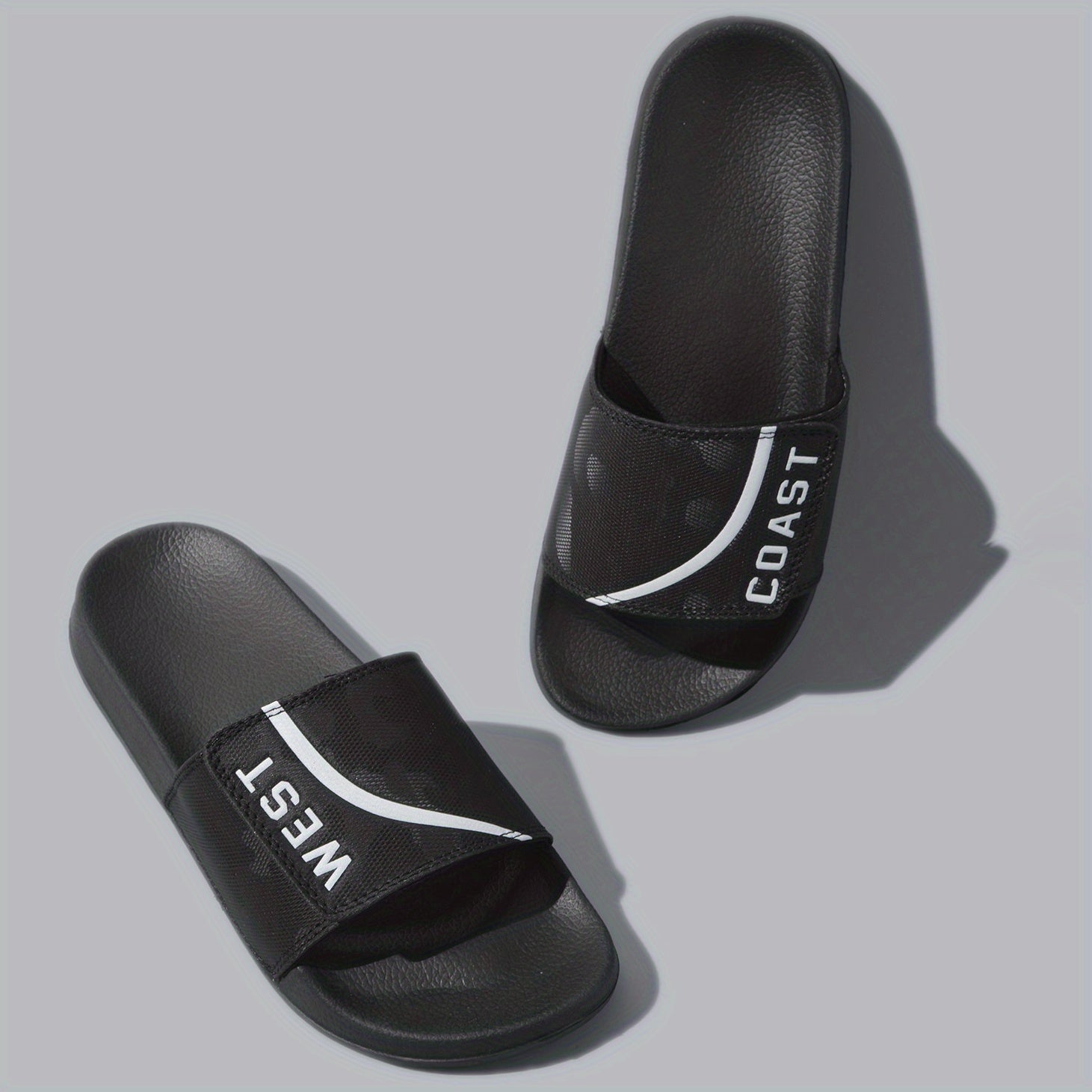 Men's Hook And Loop Fastener Slides Casual Non Slip Slippers