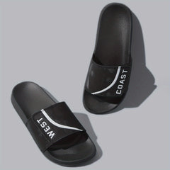 Men's Hook And Loop Fastener Slides Casual Non Slip Slippers