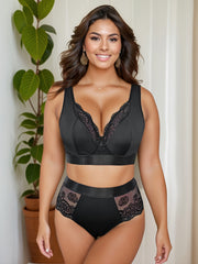 Contrast Lace Underwire Lingerie Set