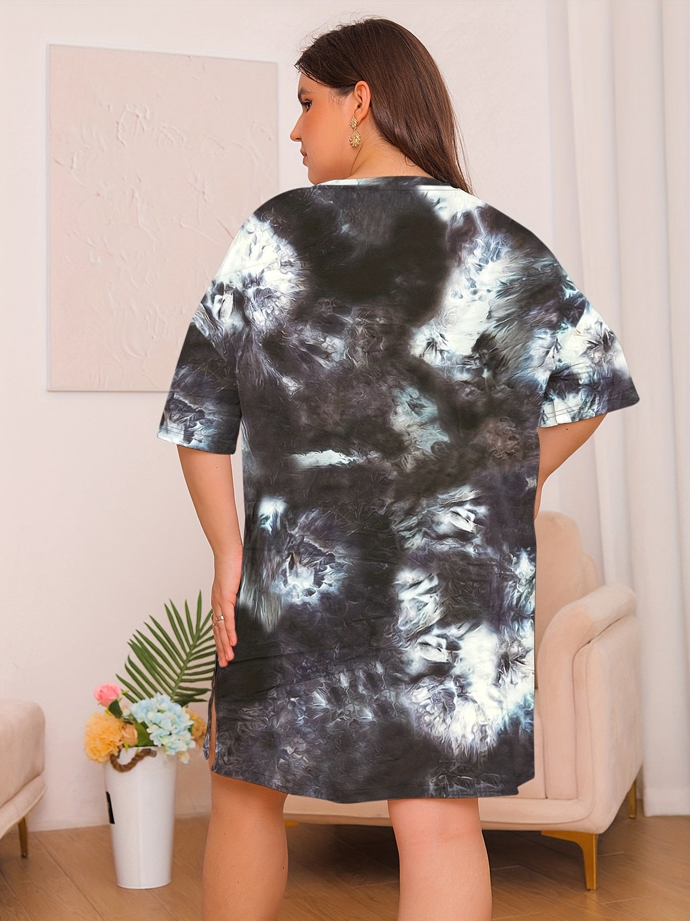 Tie Dye Short Sleeve Tee Sleep Dress