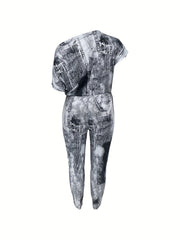 Denim One Shoulder Knot Jumpsuit