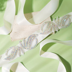 Glitter Rhinestone Ribbon Belt for Wedding