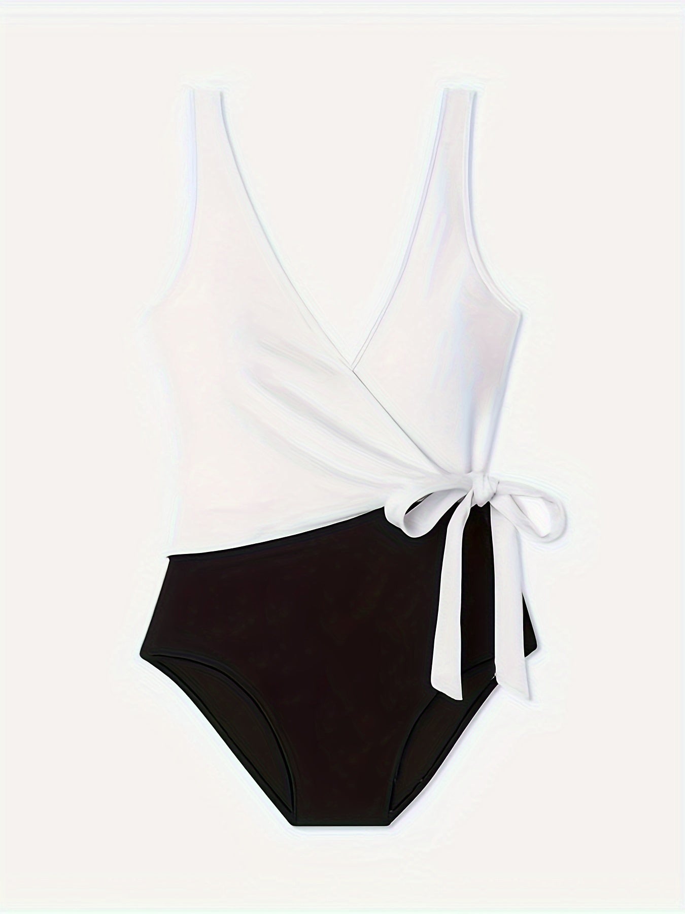 Sexy Swimsuit Colorblock V Neck Tummy Control One Piece