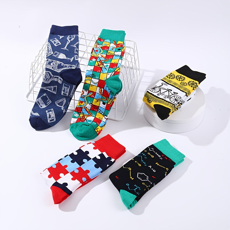 Geometric Crew Socks For Men US7.5-9.5