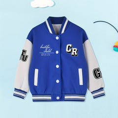 Boys Letter Print Varsity Jacket Long Sleeve
